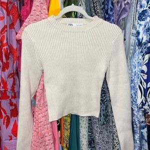 Zara Cream Ribbed Sweater